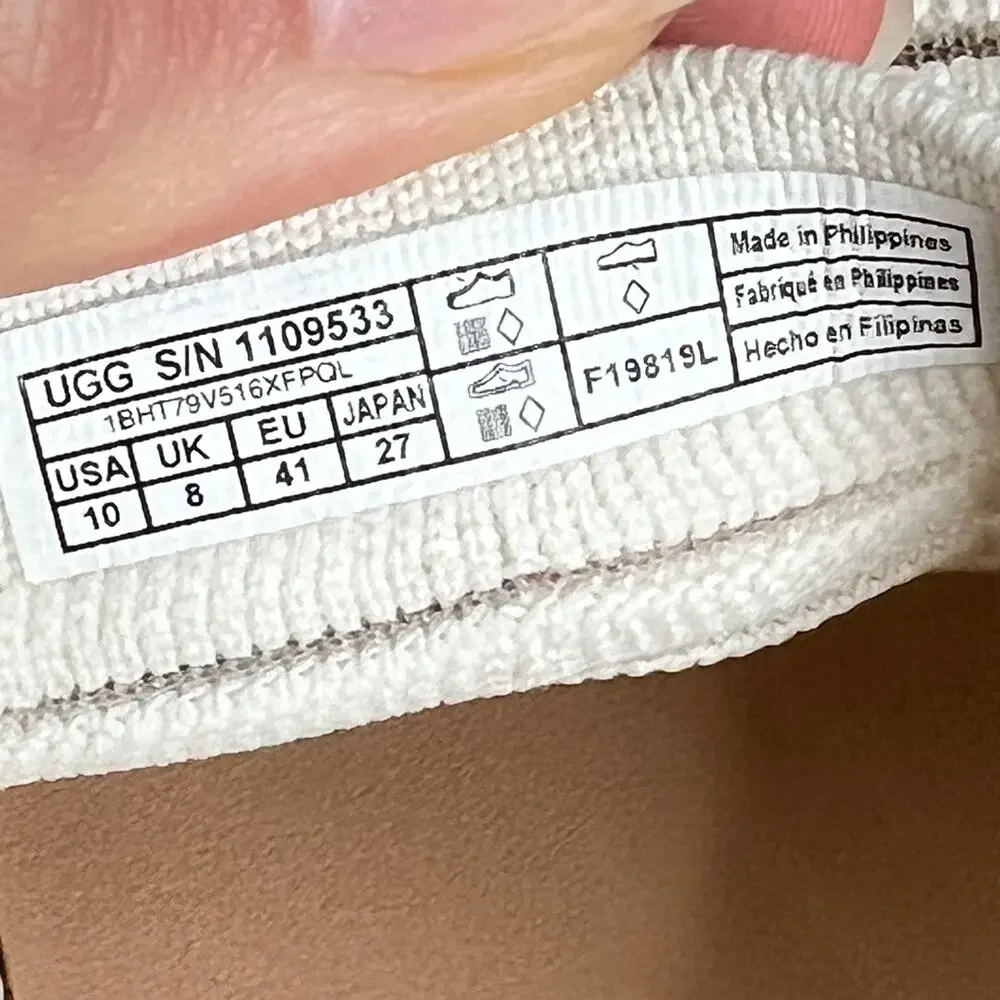 UGG Sammy Breeze Slip On Sneakers White Tan Breathable Comfort Shoe Size 10